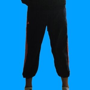 Adidas Black and Red Joggers with Elastic Cuffs